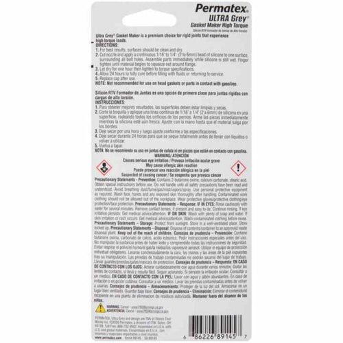 Permatex® Ultra Grey® RTV Silicone Gasket Maker Permatex