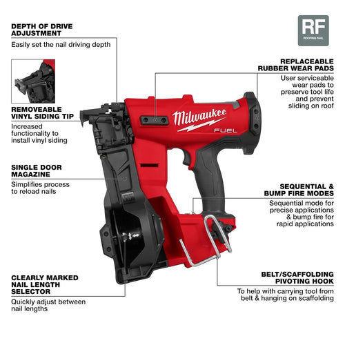 Milwaukee M18 FUEL™ Coil Roofing Nailer MAX