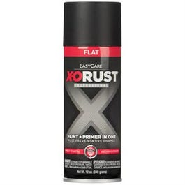 Anti-Rust Enamel Paint & Primer, Black Flat, 12-oz. Spray X-O Rust