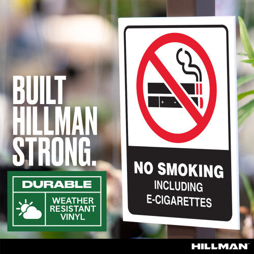 Hillman No Smoking or E-Cigs Sign with Symbol Hillman Group