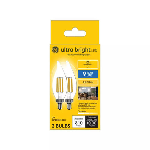 GE Ultra Bright LED 75 Watt Replacement Soft White CA11 Deco - Candle Bulbs GE Lighting
