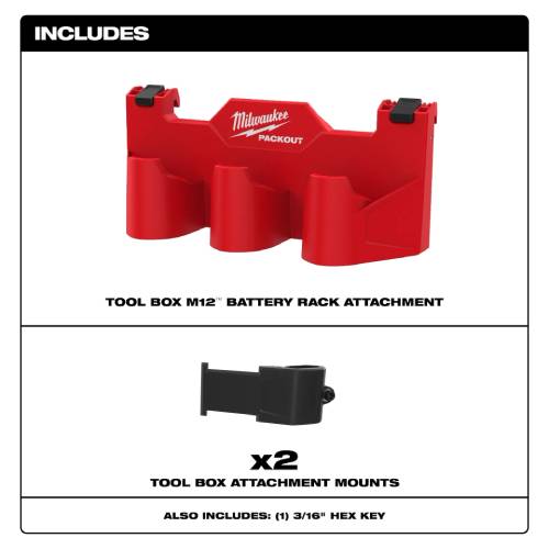 Milwaukee PACKOUT™ Tool Box M12™ Battery Rack Attachment Milwaukee