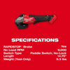 Milwaukee M18 FUEL™ 4-1/2-6 Braking Grinder, Paddle Switch Milwaukee