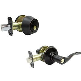 Bergamo Combination Lever Lockset, Aged Bronze TruGuard