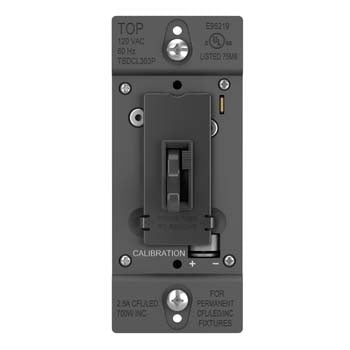 Legrand-Pass & Seymour TradeMaster® LED/CFL/Incandescent Single Pole/3-Way Toggle Slide Dimmer, Preset, Black Legrand - Pass & Seymour