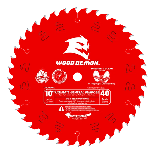 Diablo 10 x 40-Teeth Wood Demon™ Ultimate General Purpose Carbide Saw Blade for Wood Diablo