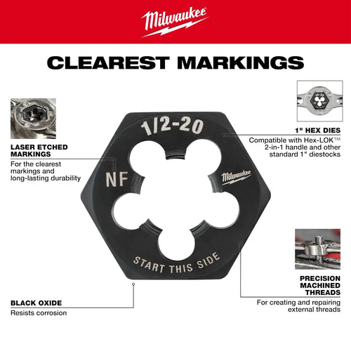 Milwaukee M4-0.70 mm 1-Inch Hex Threading Die Milwaukee