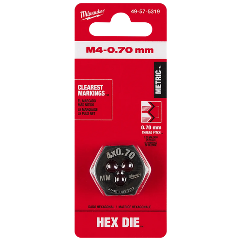 Milwaukee M4-0.70 mm 1-Inch Hex Threading Die Milwaukee
