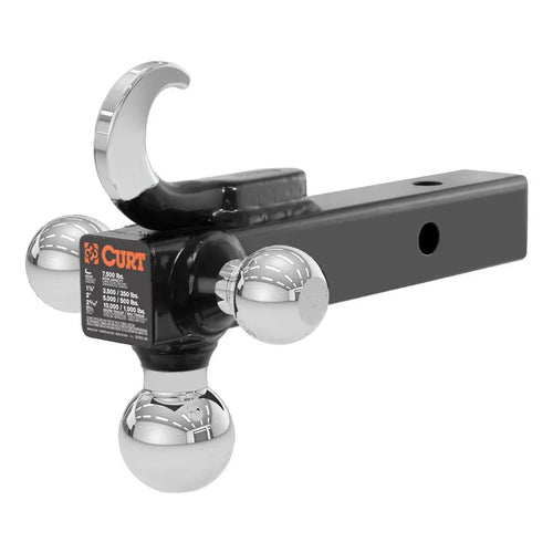 Curt Multi-Ball Mount with Hook (2 Solid Shank, 1-7/8, 2 & 2-5/16 Chrome Balls) #45675 CURT