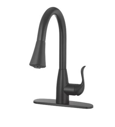 HomePointe 1-Handle Matte Black Pull-Down Spray Kitchen Faucet HomePointe