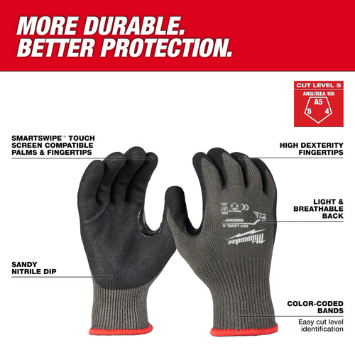 Milwaukee Cut Level 5 Nitrile Dipped Gloves - L Milwaukee