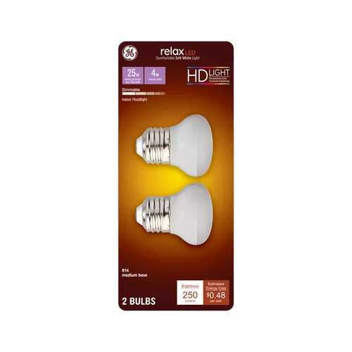 GE Relax HD R14 LED Light Bulbs Indoor Floodlight Bulbs 25 Watt Replacement Soft White GE