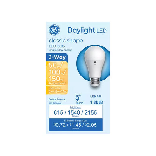 GE Basic LED 150/100/50 Watt Replacement Daylight A19 3-Way Bulbs GE