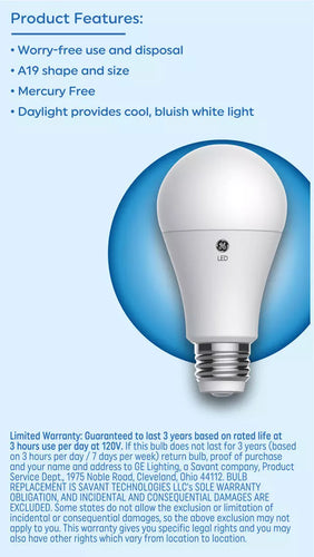 GE Basic LED 150/100/50 Watt Replacement Daylight A19 3-Way Bulbs GE