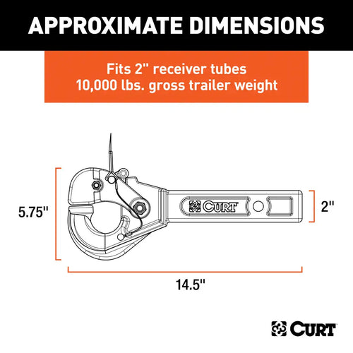 Curt Receiver-Mount Pintle Hook (2 Shank, 10,000 lbs., 2-1/2 Lunette Rings) #48005 CURT
