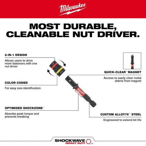 Milwaukee 2PC SHOCKWAVE™ Impact Duty QUIK-CLEAR™ 2-in-1 Magnetic Nut Driver Set Milwaukee
