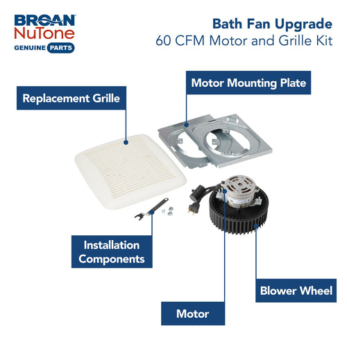 Broan-NuTone® QuicKit™ Bath Fan Replacement Motor and Cover/Grille, 60 CFM Broan-Nutone