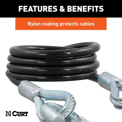 CURT 43-7/8 Safety Cables with 2 Snap Hooks 3,500 lbs Vinyl-Coated CURT