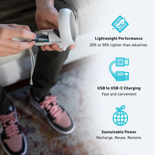 Pale Blue Earth AA USB-C Rechargeable Batteries Pale Blue Earth