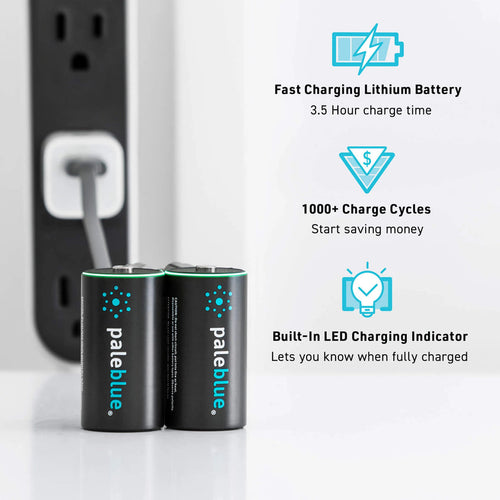 Pale Blue Earth C Rechargeable Batteries with USB-C Pale Blue Earth
