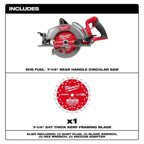 Milwaukee 2930-20 M18 FUEL™ 7-1/4 Rear Handle Circular Saw Milwaukee