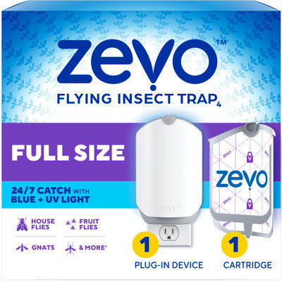 ZEVO Flying Insect Trap, Fly Trap (1 Plug-In Base + 1 Cartridge) 3 in 1 Zevo