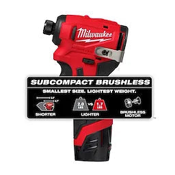 Milwaukee M12™ Subcompact Brushless 1/4 Hex Impact Driver Kit Milwaukee