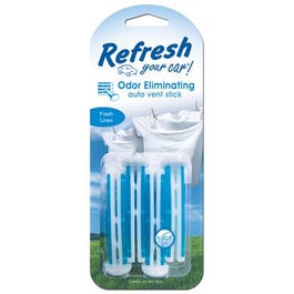 Car Air Freshener, Vent Stick, Fresh Linen Scent, 4-Pk. Refresh