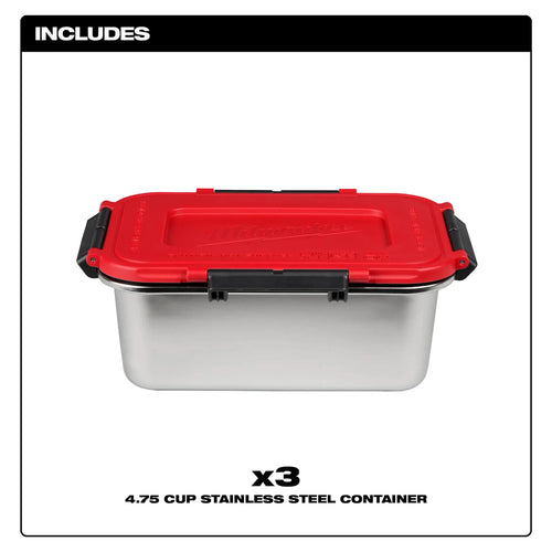 Milwaukee (3) Stainless Steel Containers for M18™ Jobsite Lunch Warmer Milwaukee