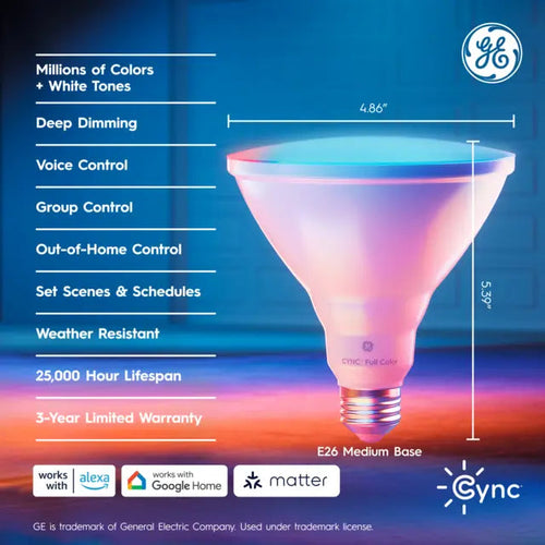GE Cync PAR38 Smart LED Light Bulb GE