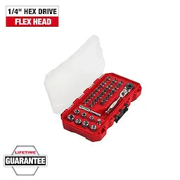 Milwaukee 44pc. 1/4” Hex Drive Mini Flex Head Ratchet & Bit Set Milwaukee