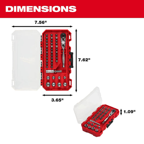 Milwaukee 44pc. 1/4” Hex Drive Mini Flex Head Ratchet & Bit Set Milwaukee