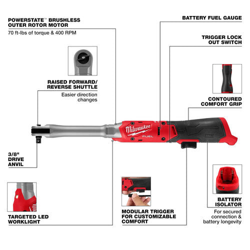 Milwaukee M12 FUEL™ 3/8 Extended Reach Ratchet 3059-20 Milwaukee