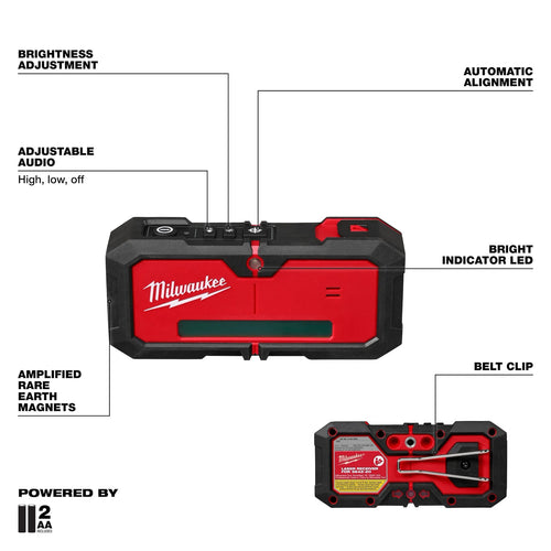 Milwaukee 3642-21 M12™ Green 360° 3-Plane Laser w/Automatic Alignment & Receiver Milwaukee