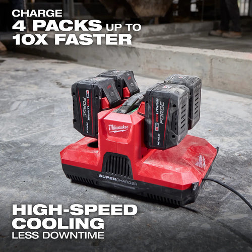 Milwaukee M18™ & M12™ Four Bay Simultaneous Super Charger w/ PACKOUT™ Compatibility Milwaukee