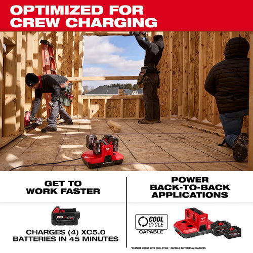 Milwaukee M18™ & M12™ Four Bay Simultaneous Super Charger w/ PACKOUT™ Compatibility Milwaukee