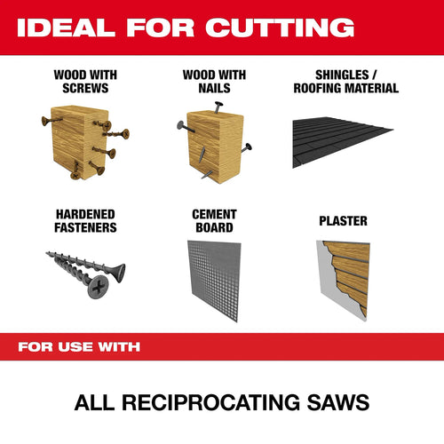 Milwaukee 12 5 TPI AX™ w/NITRUS™ Carbide Teeth SAWZALL® Blade for Wood with Nails Milwaukee