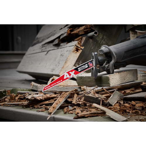 Milwaukee 12 5 TPI AX™ w/NITRUS™ Carbide Teeth SAWZALL® Blade for Wood with Nails 3PK Milwaukee