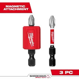 Milwaukee 3PC SHOCKWAVE™ Impact Duty Magnetic Attachment and PH2 Bit Set Milwaukee