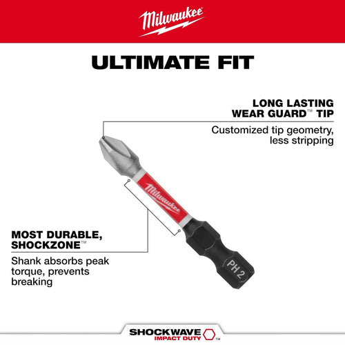Milwaukee 3PC SHOCKWAVE™ Impact Duty Magnetic Attachment and PH2 Bit Set Milwaukee
