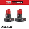 Milwaukee M12™ REDLITHIUM™ XC4.0 Battery Two Pack Milwaukee