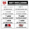 Milwaukee 98pc 3/8 Drive 6-Pt and 12-Pt Metric & SAE Ratchet & Socket Set with PACKOUT™ Low-Profile Organizer Milwaukee