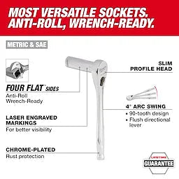 Milwaukee 98pc 3/8 Drive 6-Pt and 12-Pt Metric & SAE Ratchet & Socket Set with PACKOUT™ Low-Profile Organizer Milwaukee