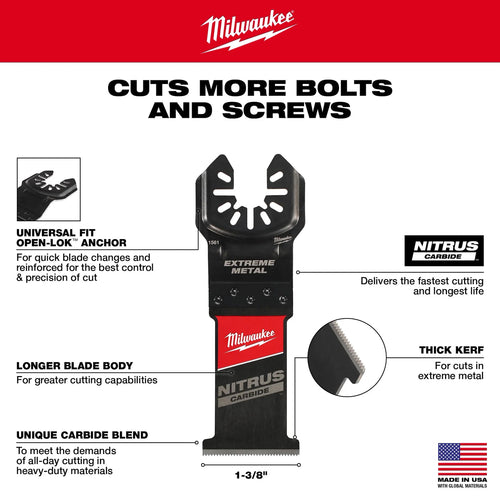 Milwaukee 1-3/8 NITRUS™ Carbide Extreme Metal Universal Fit Oscillating Multi-Tool Blade (1 PK) Milwaukee