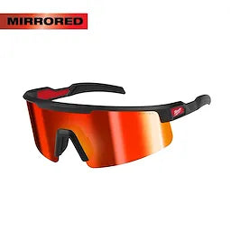 Milwaukee Wrap Around Safety Glasses - Red Mirrored Anti-Scratch Lenses Milwaukee