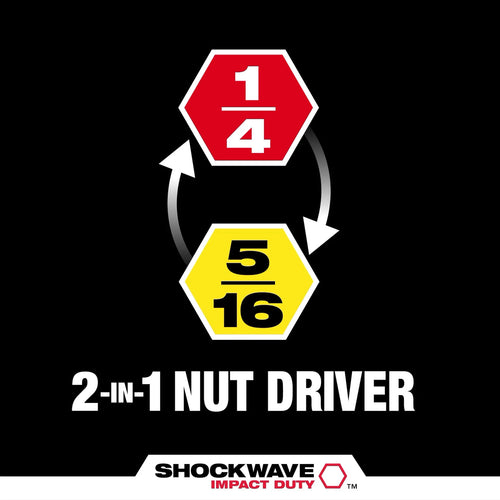 Milwaukee SHOCKWAVE™ Impact Duty 1/4” and 5/16” x 6” QUIK-CLEAR™ 2-in-1 Magnetic Nut Driver Milwaukee