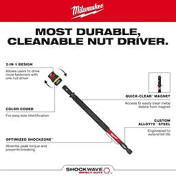 Milwaukee SHOCKWAVE™ Impact Duty 1/4” and 5/16” x 6” QUIK-CLEAR™ 2-in-1 Magnetic Nut Driver Milwaukee