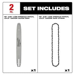 Milwaukee 16 3/8 LOW PROFILE™ Pitch, .043 Gauge Saw Chain and Guide Bar Set Milwaukee