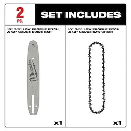 Milwaukee 10 3/8 LOW PROFILE™ Pitch, .043 Gauge Saw Chain and Guide Bar Set Milwaukee