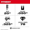 Milwaukee 20 .325 Pitch, .050 Gauge Saw Chain and Guide Bar Set Milwaukee